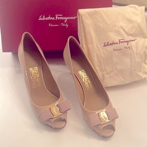 Salvatore Ferragamo ivory pumps